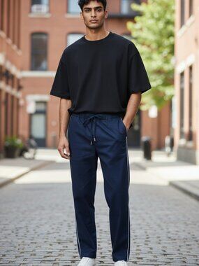 WILDFANG NAVY‎ PANT WITH WHITE STRIPE